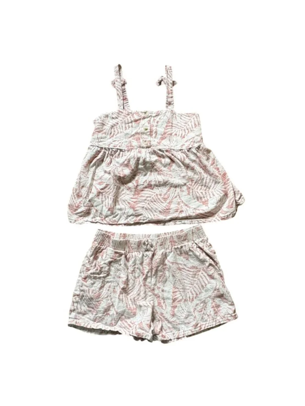 Rewash Girls 2 Piece Summer Short Outfit-Pink/White Floral-Size L-GUC